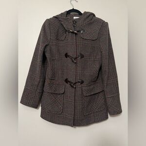 St. John’s Bay Plaid Toggle Hooded Wool / Cashmere Blend Coat - Women’s‎ Medium